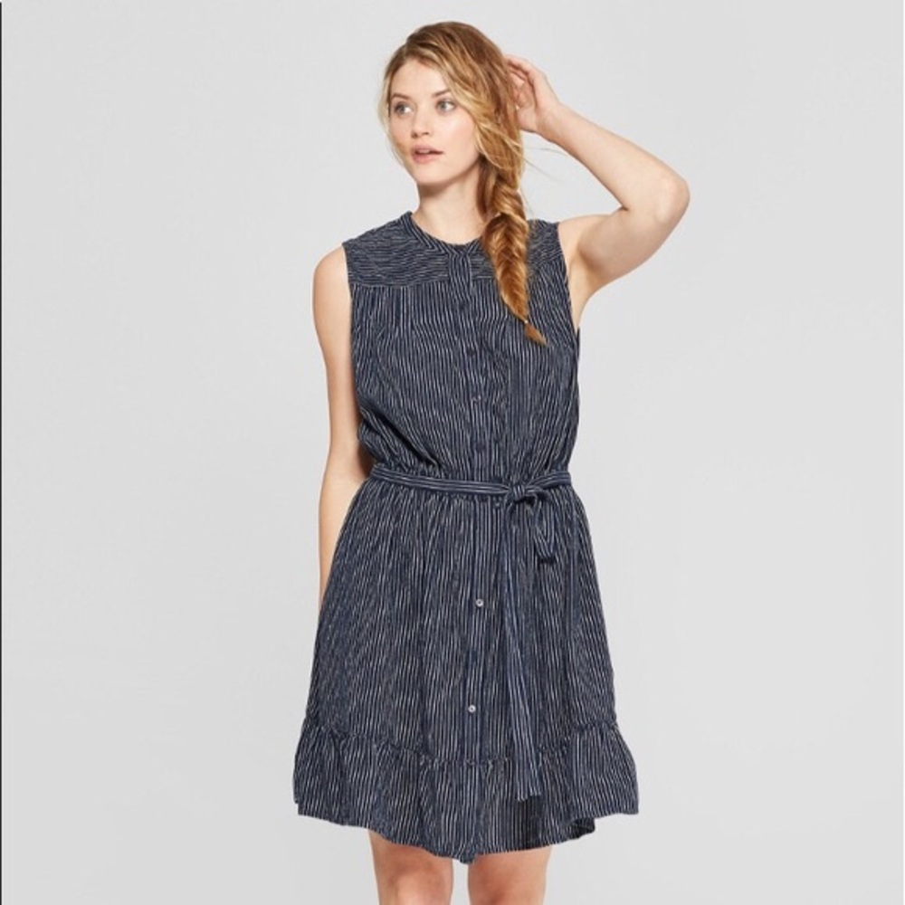 Universal Thread Blue Pinstriped Shirt Dress
